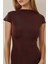 Kadın Soft Örme Bodycon Mini Elbise Kahverengi 3
