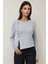 Kadın Önü Düğmeli Uzun Kollu Slim Fit Üst Grey 1