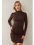 Kadın Bodycon Modal Kumaş Mini Elbise Kestane Kahvesi 1