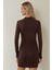 Kadın Bodycon Modal Kumaş Mini Elbise Kestane Kahvesi 4