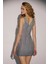Kadın V Yaka Kolsuz Bodycon Simli Mini Elbise Gümüş Gri 6