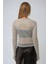 Kadın Simli Bisiklet Yaka Fitilli Bluz Gümüş Gri 4