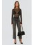 Kadın Lurex Transparan Uzun Kollu Fit Bluz Black 2