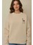 Kadın Rahat Hayvan Nakışlı Şardonlu Bisiklet Yaka Hoodie Natural 4