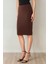 Kadın Yüksek Bel Bodycon Midi Örme Etek Brown 1