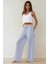 Kadın Arkası Kalp İşleme Detaylı Ekose Desenli Pijama Altı Blue 5