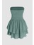Kadın Straplez Fırfırlı Arkası Gipeli Mini Elbise Green 2