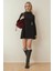 Kadın Dik Yaka Flare Mini Elbise Black 2