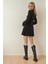 Kadın Dik Yaka Flare Mini Elbise Black 3