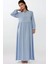 Kadın A-Form Fit ve Bisiklet Yaka Modest Dokulu Elbise Blue 4