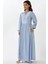 Kadın A-Form Fit ve Bisiklet Yaka Modest Dokulu Elbise Blue 6