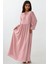Kadın A-Form Fit ve Bisiklet Yaka Modest Dokulu Elbise Allık Pembe 6