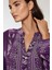 Kadın Baskılı Uzun Kol Viskon Modest Elbise Purple 3