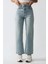 Kadın Normal Bel Düz Paça Kot Pantolon Açık Mavi Denim 3