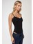 Kadın Dantel Detaylı V Yaka Dar Kesim Bodysuit Black 3