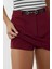 Kadın Mini Düz Şort Etek Bordo Kırmızı 4