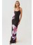 Kadın Askılı Çiçek Desenli Bodycon Uzun Elbise Black 1