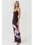 Kadın Askılı Çiçek Desenli Bodycon Uzun Elbise Black 3