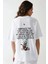 Kadın Oversize Yuvarlak Yaka Baskılı Tişört White 2