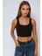 Kadın Basic Bisiklet Yaka Crop Üst Black 1