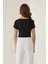 Kadın Bisiklet Yaka Örme Bodysuit Black 5