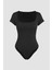 Kadın Bisiklet Yaka Örme Bodysuit Black 6