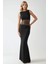 Kadın Dantel Detaylı, Yuvarlak Yaka Bodycon Şık Maxi Elbise Black 2
