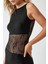 Kadın Dantel Detaylı, Yuvarlak Yaka Bodycon Şık Maxi Elbise Black 4