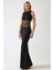 Kadın Dantel Detaylı, Yuvarlak Yaka Bodycon Şık Maxi Elbise Black 7