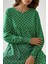 Kadın Desenli Yuvarlak Yaka Viskon Modest Elbise Green 7