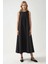 Kadın Mixray Collection Bisiklet yaka, kolsuz A-Form Maxi Elbise Black 7