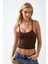 Kadın Fitted Crew Yaka Basic Tank Top Brown 1