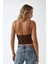 Kadın Fitted Crew Yaka Basic Tank Top Brown 4