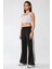 Kadın Wide Leg Çizgili Örme Eşofman Altı Black 5
