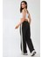 Kadın Wide Leg Çizgili Örme Eşofman Altı Black 7