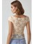 Kadın Çiçekli Dantel Kısa Üst Pika Koleksiyonu Fildişi Doğal 4