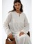 Kadın Brode Uzun Kollu Modest Elbise White 2