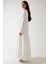 Kadın Brode Uzun Kollu Modest Elbise White 3