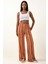 Kadın Wide Leg Çizgi Desenli Rahat Kesim Pantolon Orange 1