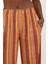 Kadın Wide Leg Çizgi Desenli Rahat Kesim Pantolon Orange 4