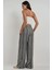 Kadın Wide Leg Çizgi Desenli Rahat Kesim Pantolon Black 5