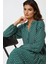 Kadın Desenli V Yaka Modest Elbise Green 5