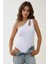 Kadın Slim Fit Asimetrik Yaka Body Üst White 3