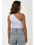 Kadın Slim Fit Asimetrik Yaka Body Üst White 4