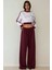 Kadın Lastikli Bel ve Geniş Paça Örme Pantolon Red 4