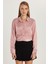 Kadın Slim Fit Dar Kesim Uzun Kollu klasik Yaka Gül Kurusu Gömlek 4
