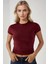 Kadın Slim Fit Pamuklu Kısa Kol Basic Tişört Red 1
