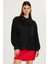 Kadın Slim Fit Dar Kesim Balon Kol Dokulu Siyah Gömlek 1