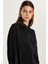 Kadın Slim Fit Dar Kesim Balon Kol Dokulu Siyah Gömlek 2