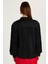 Kadın Slim Fit Dar Kesim Balon Kol Dokulu Siyah Gömlek 5